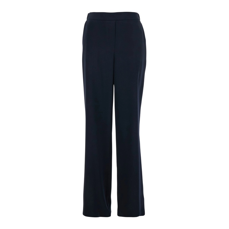 Blue Pants with Rear Elastic Waist and Wide Leg in Tech Fabric Woman