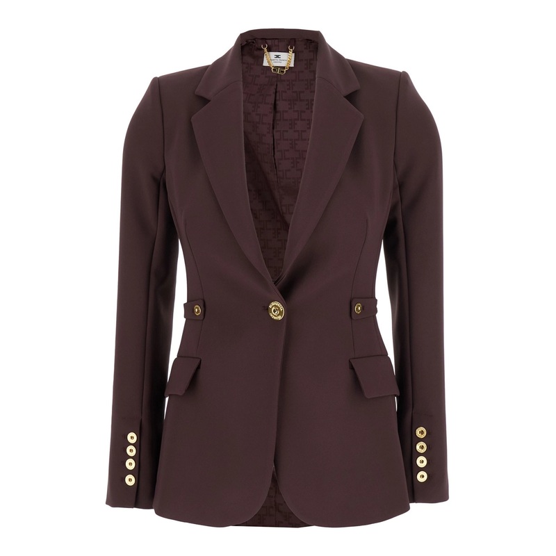 Bordeaux Jacket with Straps and Single-Breasted Fastening in Fabric Woman