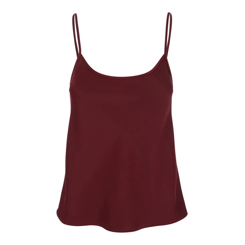 Bordeaux Top with Spaghetti Straps in Satin Woman
