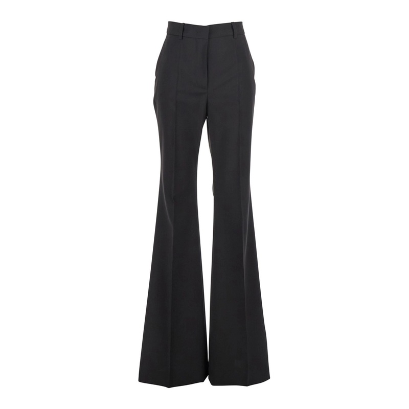 ‘Hangar’ Black Palazzo Pants with Flared Leg and Belt Loops in Wool Woman
