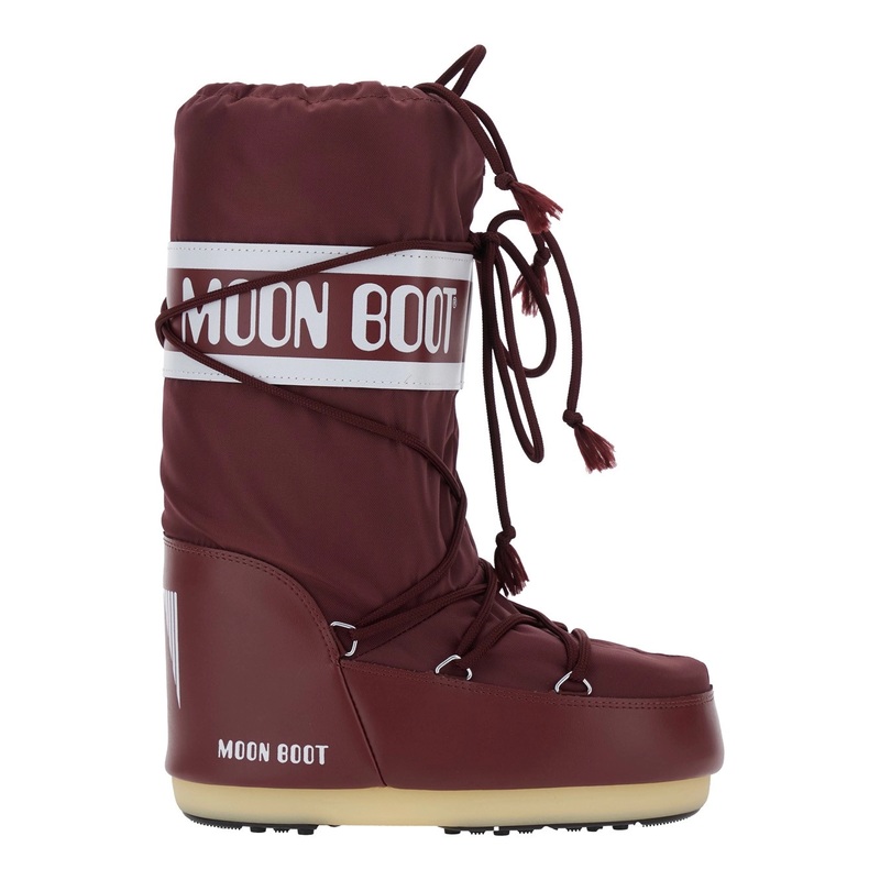 ‘Icon’ Bordeaux Snow Boots with Maxi Logo Print on the Side in Tech Fabric Woman