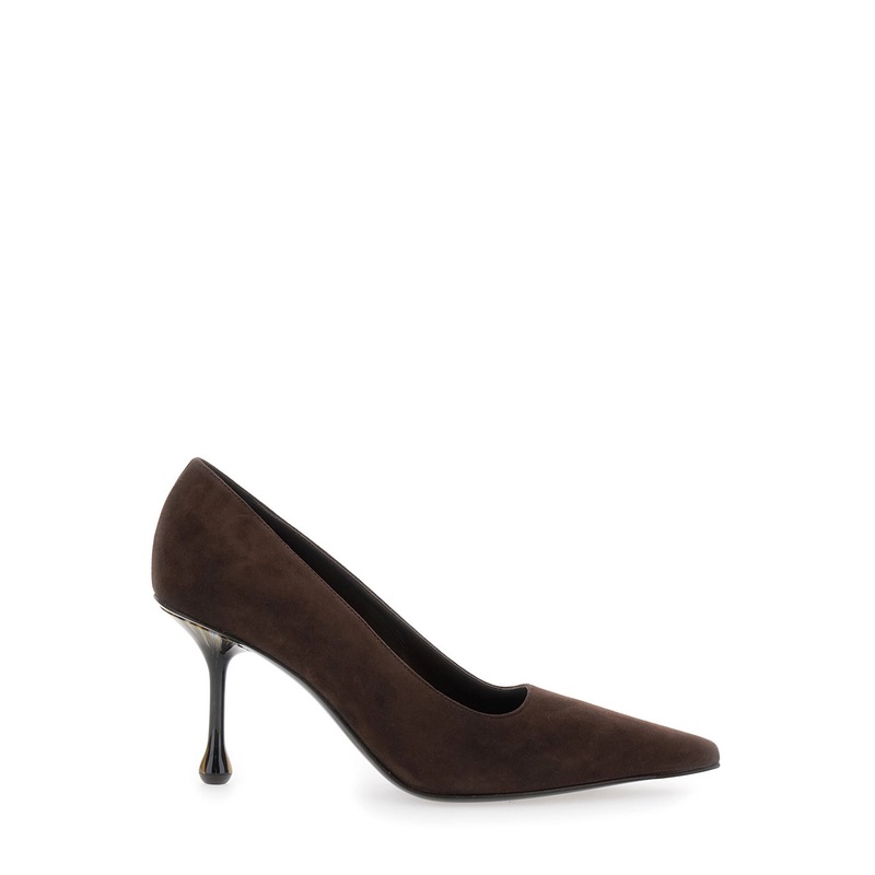 ‘Ixia’ Brown Pumps with High Sculpted Heel in Suede Woman