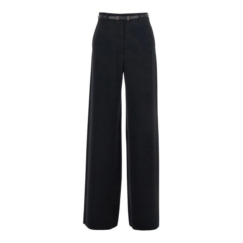 ‘Jez’ Black Belted Pants in Tech Fabric Woman