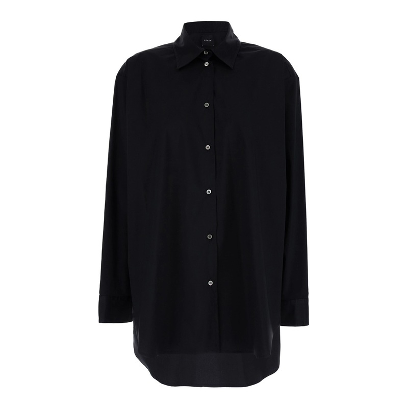 Oversized Black Shirt in Cotton Woman
