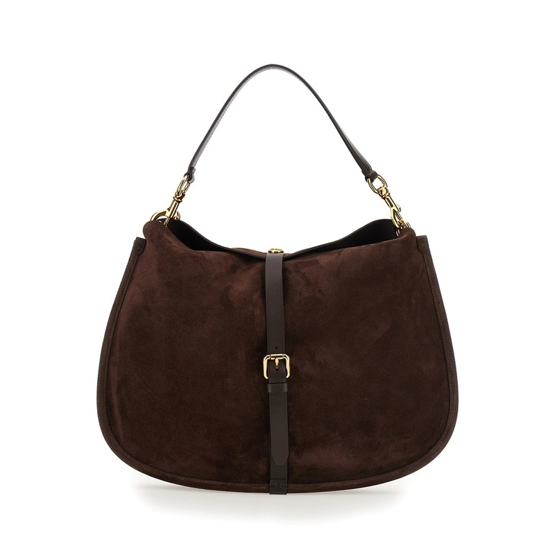 Pony Brown Shoulder Bags with Removable Suede Handle in Suede Woman
