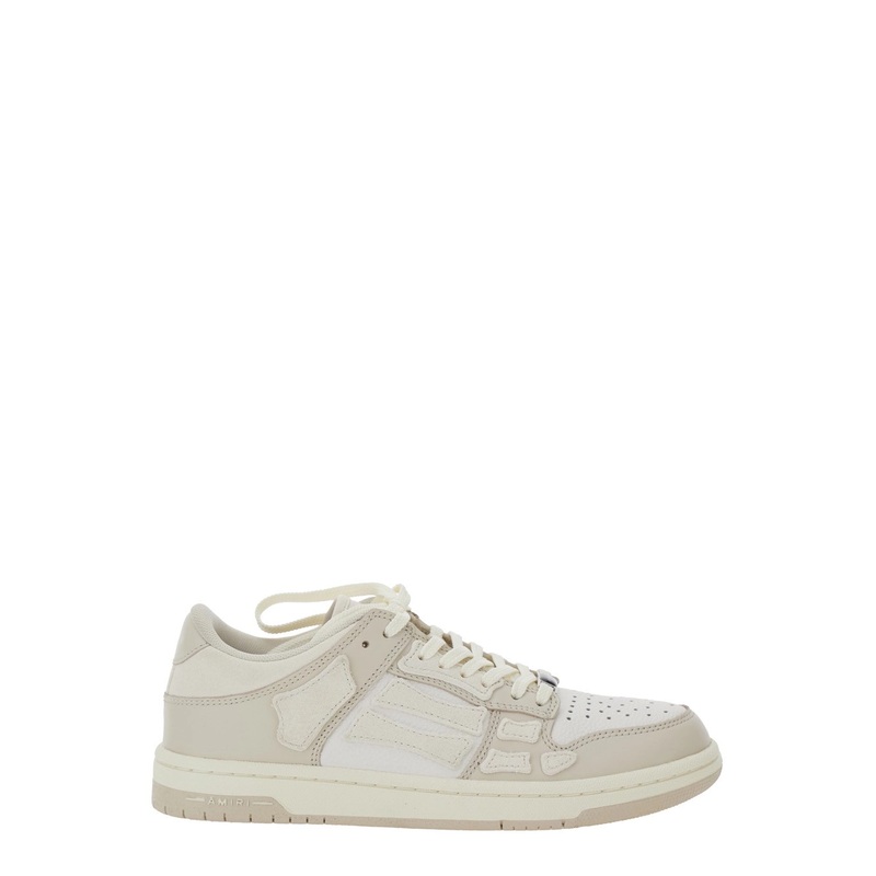 ‘Skel Top Low’ Beige Sneakers with Logo Patch on theTongue and Contrasting Details on the Side in Leather Woman