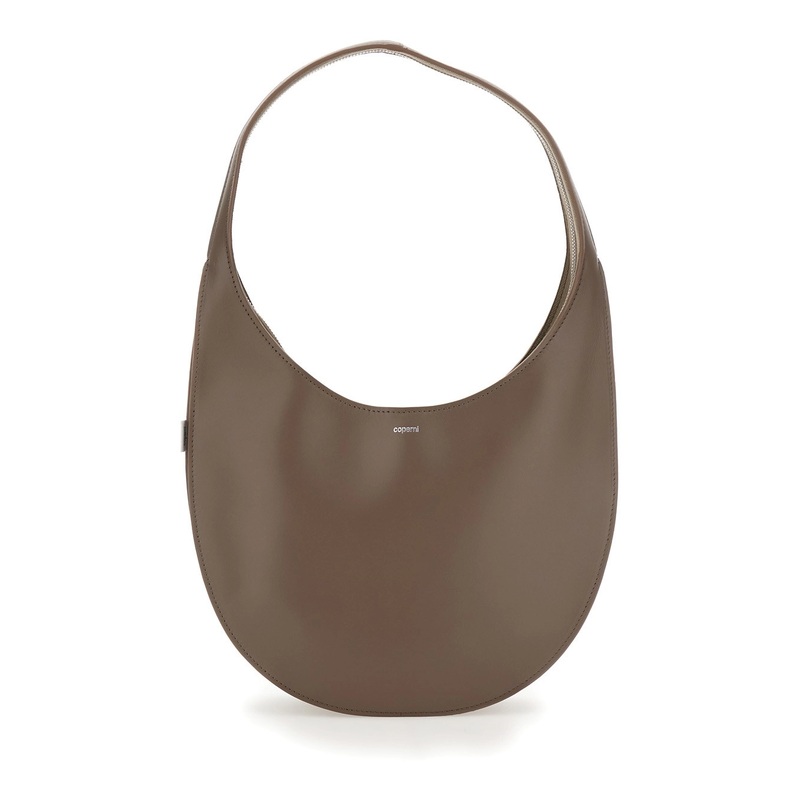 ‘Swipe Medium’ Brown Shoulder Bag with Logo on Front in Leather Woman