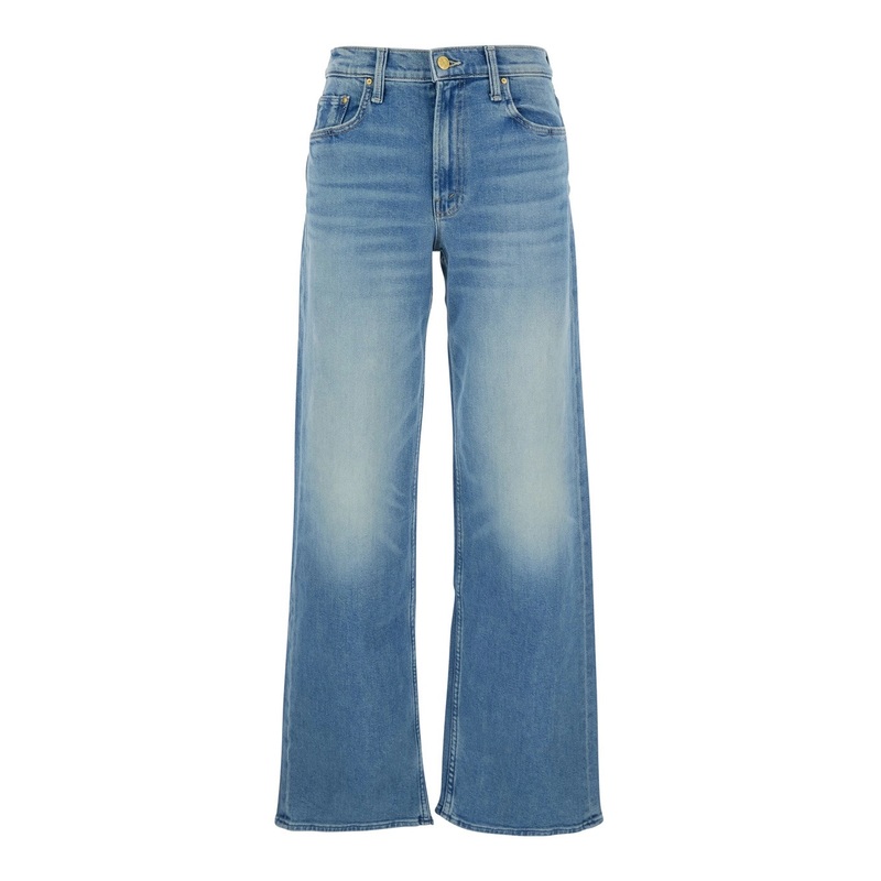 ‘The Zipper Sneak’ Blue Jeans with Belt Loops and Wide Leg in Denim Woman