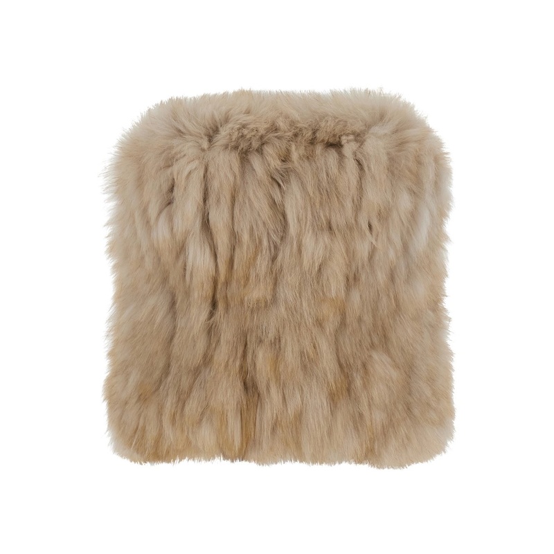 Beige Top with Sleeveless Design in Fur Woman