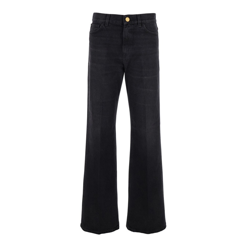 Black Jeans with Five-Pocket Design in Denim Woman