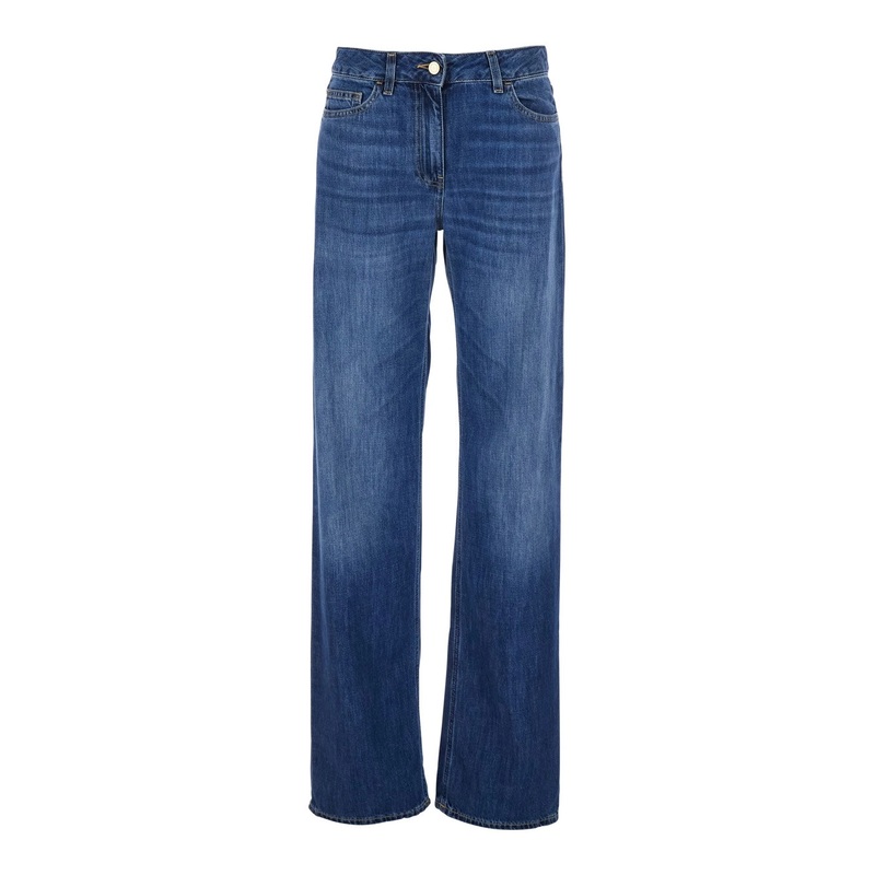 Blue Jeans with Logo Patch on the Rear and Logo Embroidery on the Rear in Denim Woman