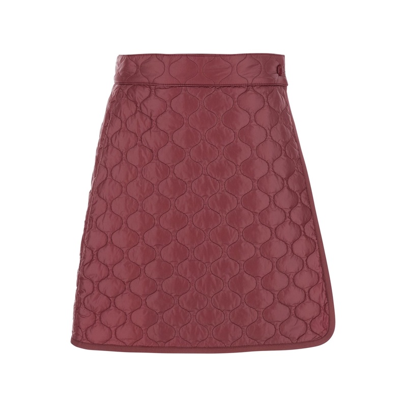 Bordeaux Miniskirt with Quilted Motif and Logo Patch on the Rear in Tech Fabric Woman