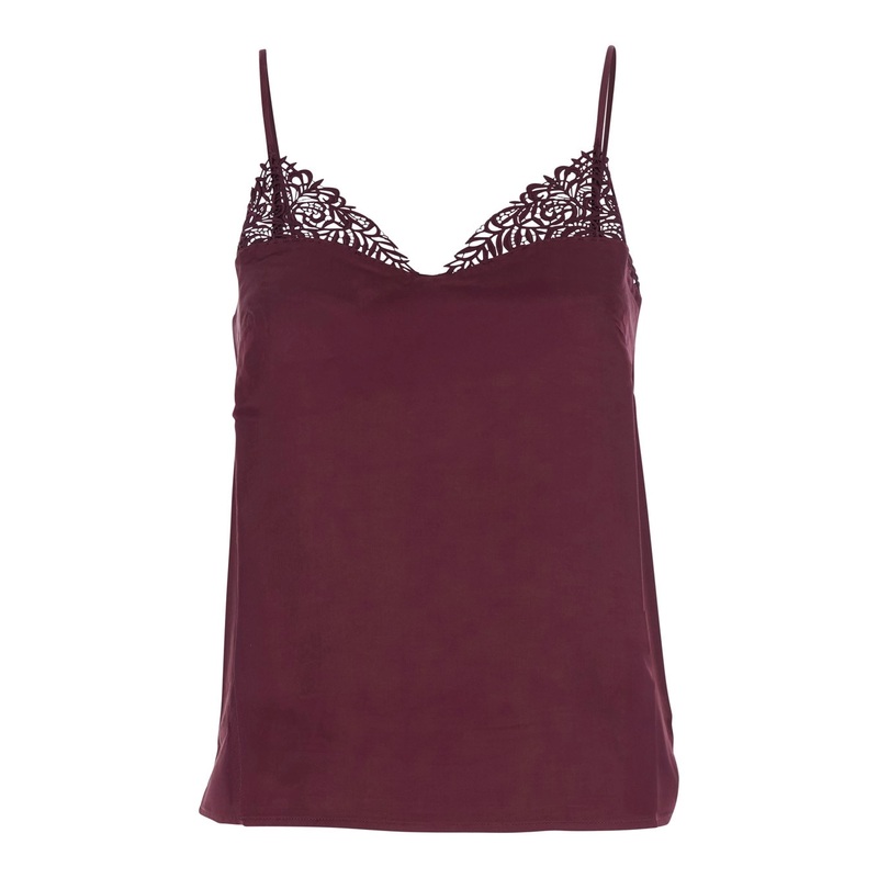 Bordeaux Top with Thin Strap and Logo Plaque on the Back in Fabric Woman