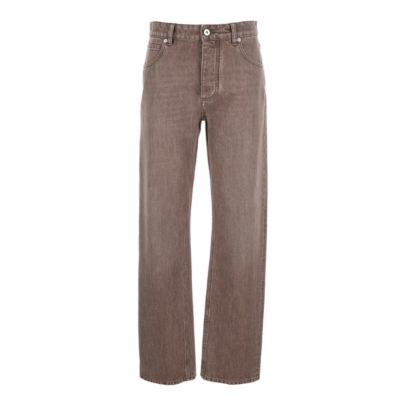 Brown Jeans with Logo Patch on the Rear and Washed Design in Denim Woman