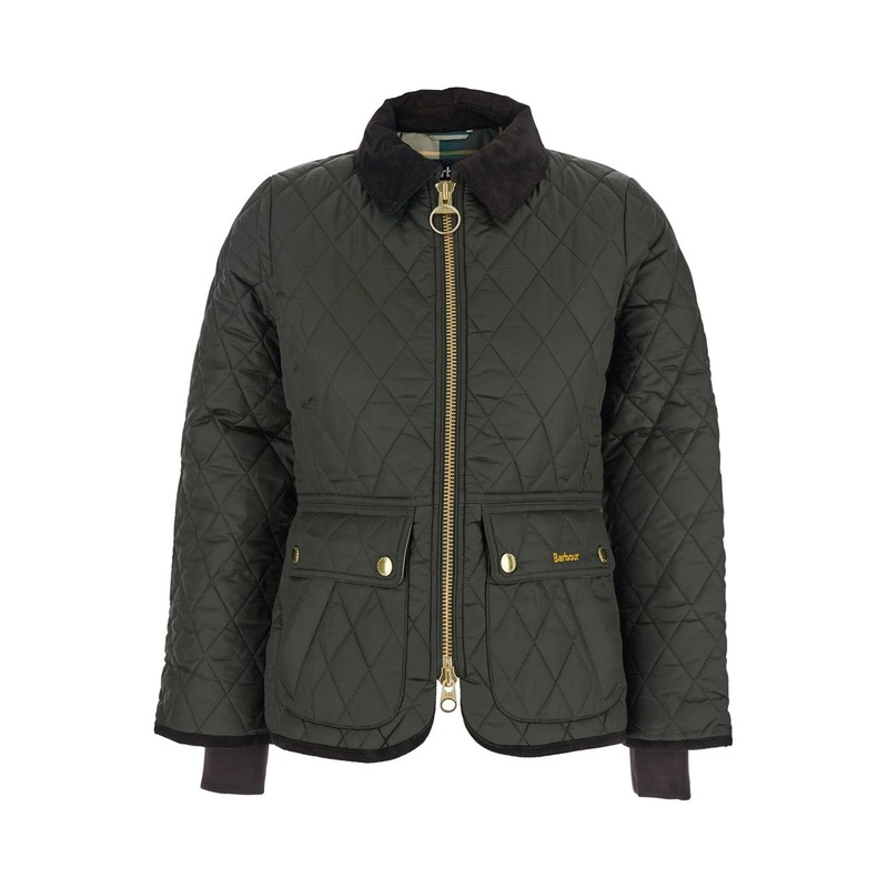 Green Jacket with Logo Lettering and Quilted Design in Tech Fabric Woman