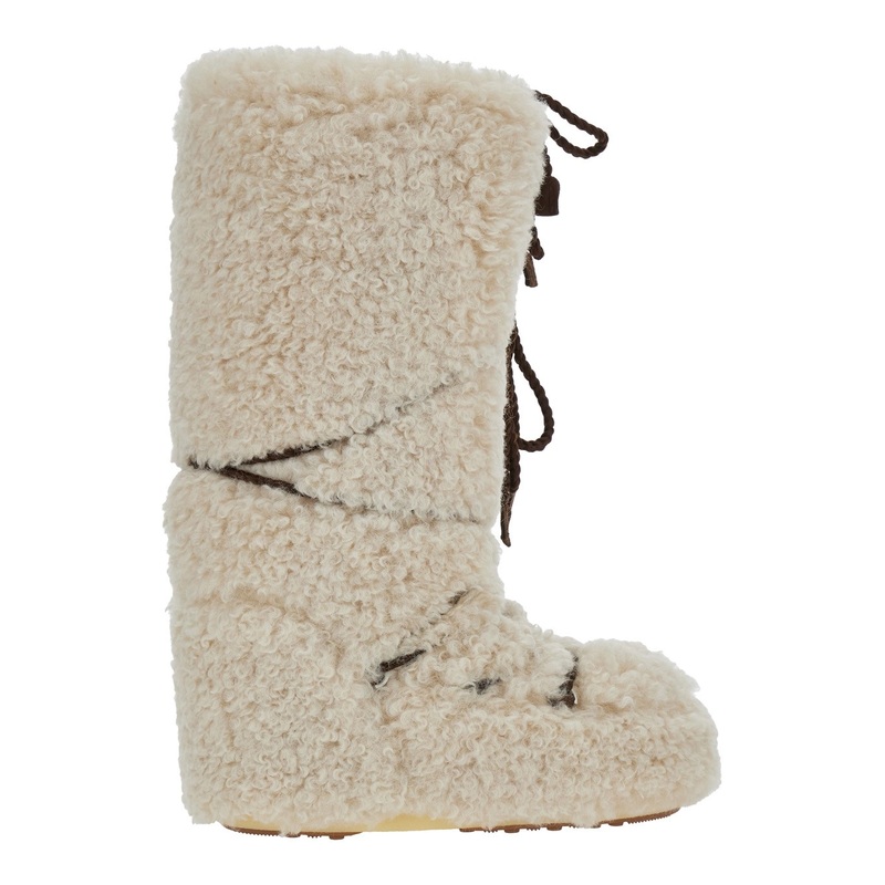 ‘Icon’ Beige Boots with Lace-Up Closure in Tech Fabric Woman