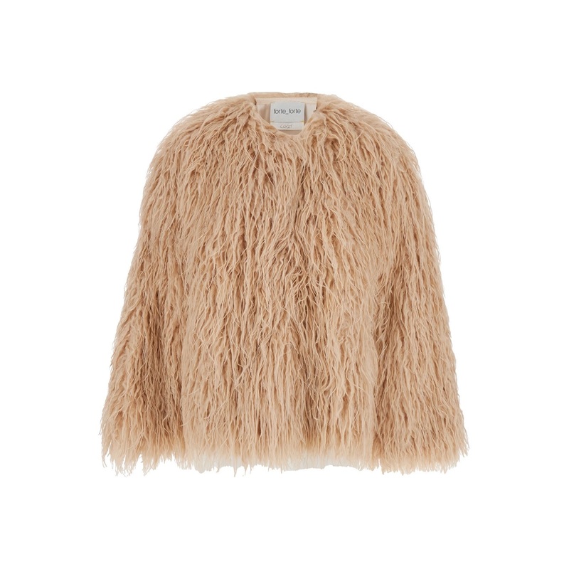 Pink Jacket with Hidden Fastening and Internal Lining in Faux Fur Woman