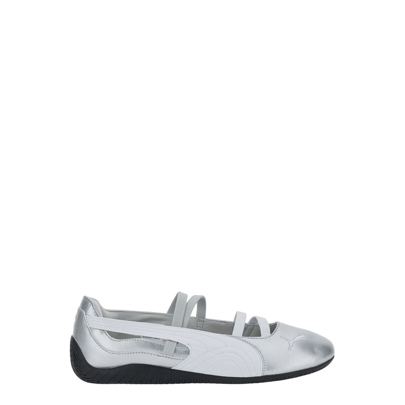 ‘Speedcat’ Metallic Ballet Shoes with Elastic Band and Logo on the Front in Tech Fabric Woman