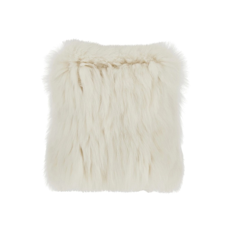 White Top with Sleeveless Design in Fur Woman