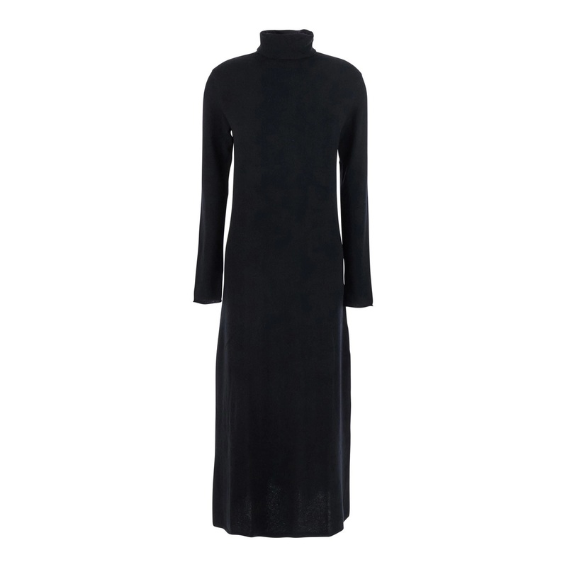 ‘Alina’ BlackTurtleneck Midi Dress in Cashmere Woman