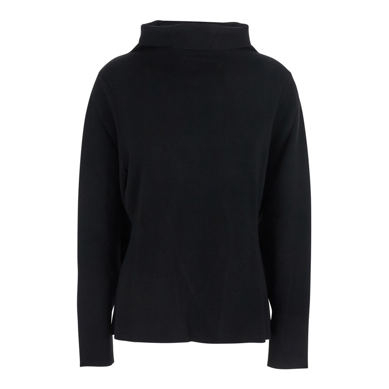 Black Sweater with High Neck in Wool and Cashmere Woman
