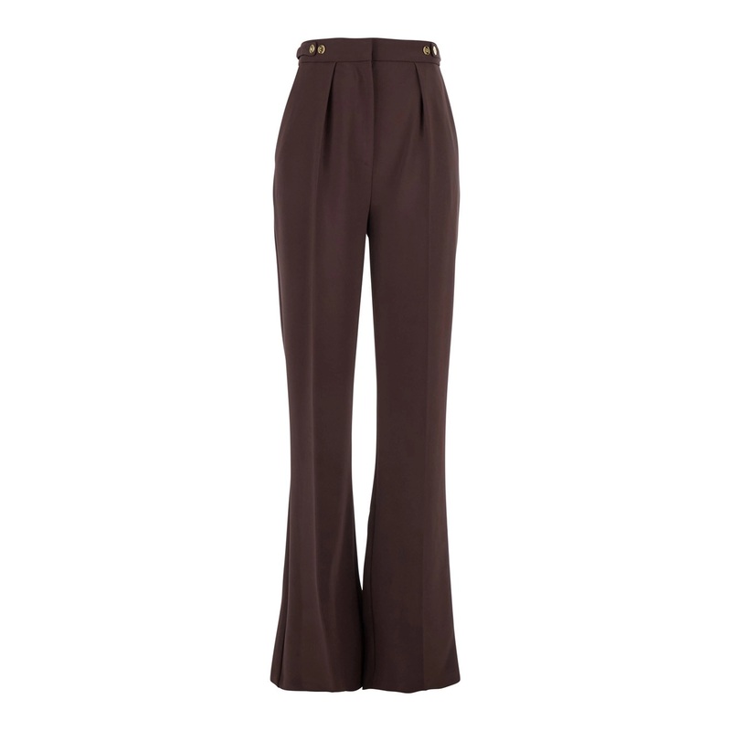 Bordeaux Pants with Jewel Button Embellishments and Pences in Tech Fabric Stretch Woman