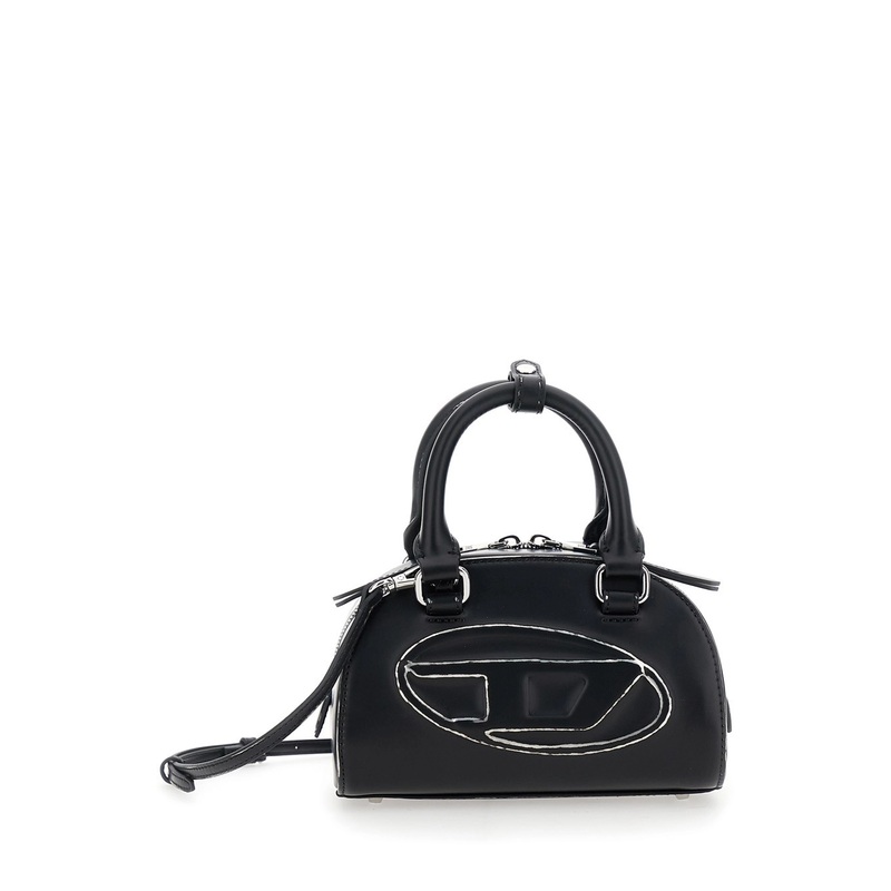 ‘Dome’ Black Handbags with Oval D Logo on the Front in Eco Leather Woman