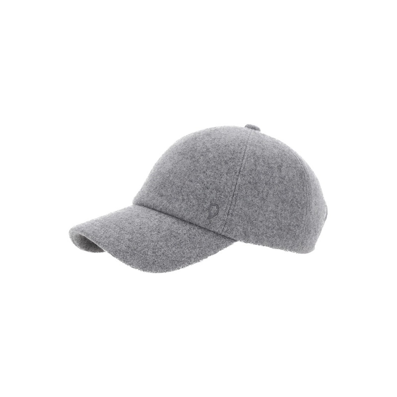 Grey Baseball Cap with Logo Embroidery on the Front in Wool Woman