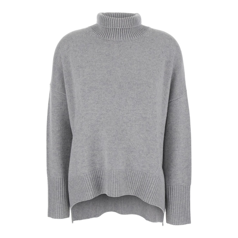 ‘Heidi’ Grey Turtleneck Knit Sweater in Cashmere Woman