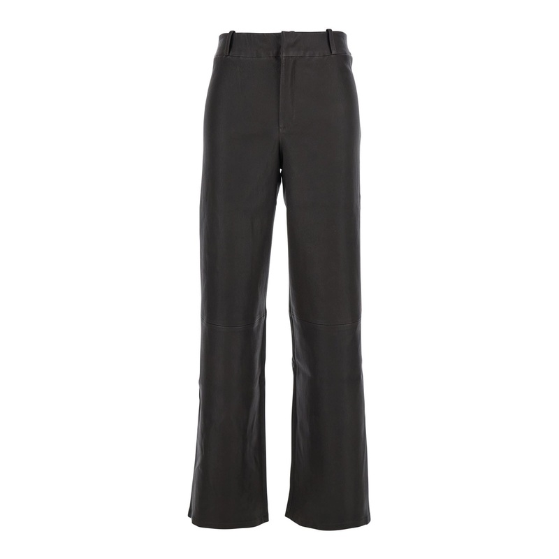 ‘Marina’ Brown Pants with Belt Loops in Leather Woman