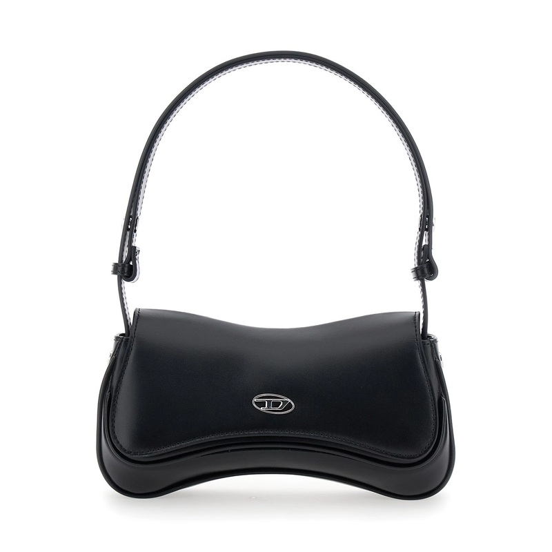 ‘Play’  Black Clutch with Oval D Logo Plaque on the Front in Ecoleather Woman