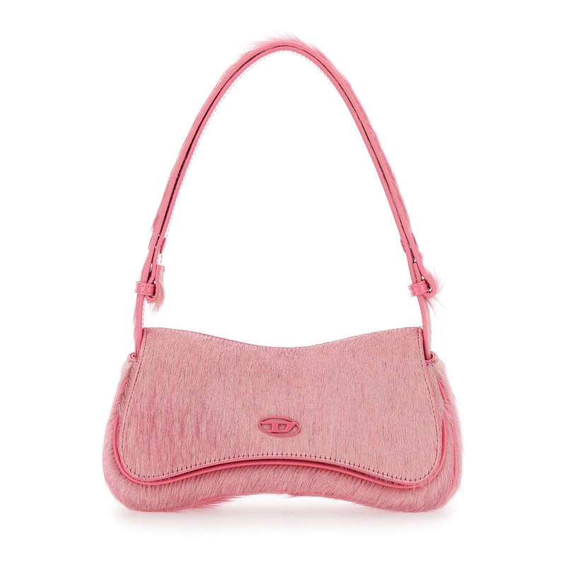 ‘Play’  Pink Clutch with Oval D Logo Plaque on the Front and Brushed Effect in Ecoleathe Woman