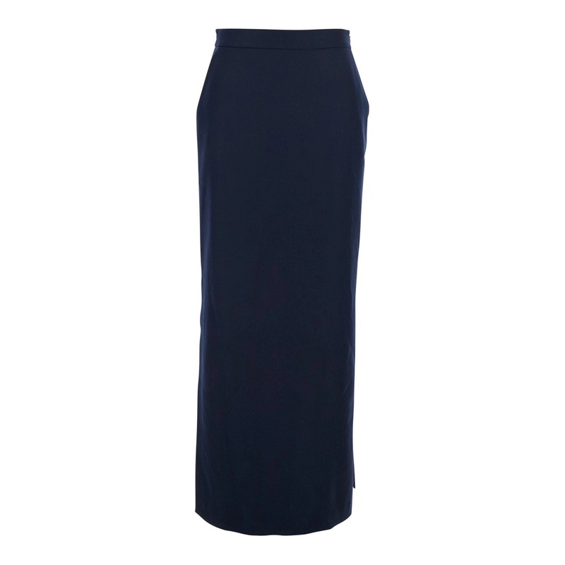 ‘Timballo’ Blue Skirt with Side Closure in Wool Woman