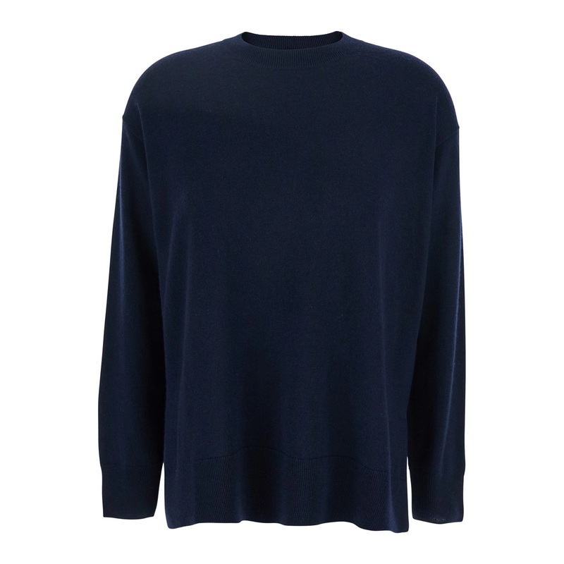 ‘Verona’ Blue Sweater with Dropped Shoulders in Wool Woman