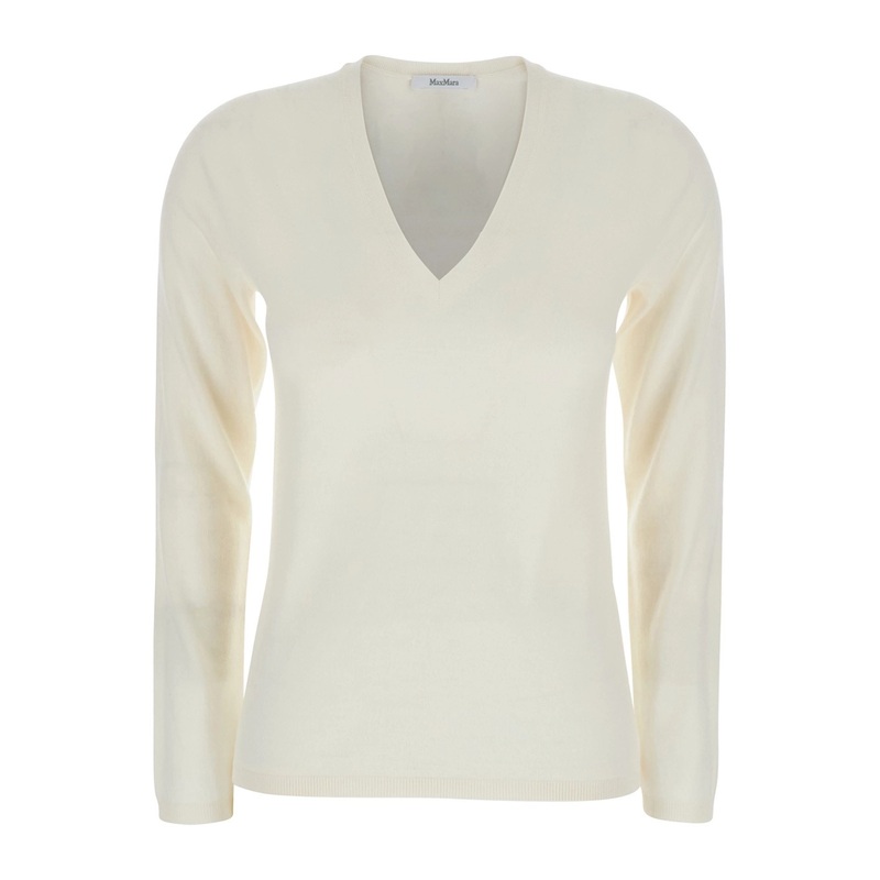 White V-neck Sweater in Cashmere Woman