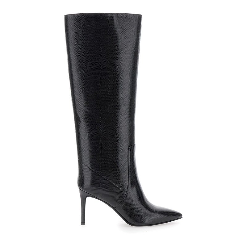 Black Boots with Stiletto Heel in Leather Woman