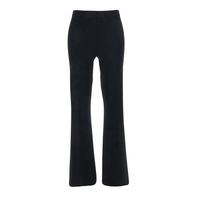 Black Flared Pants with Logo Plaque on the Rear in Viscose Blend Woman