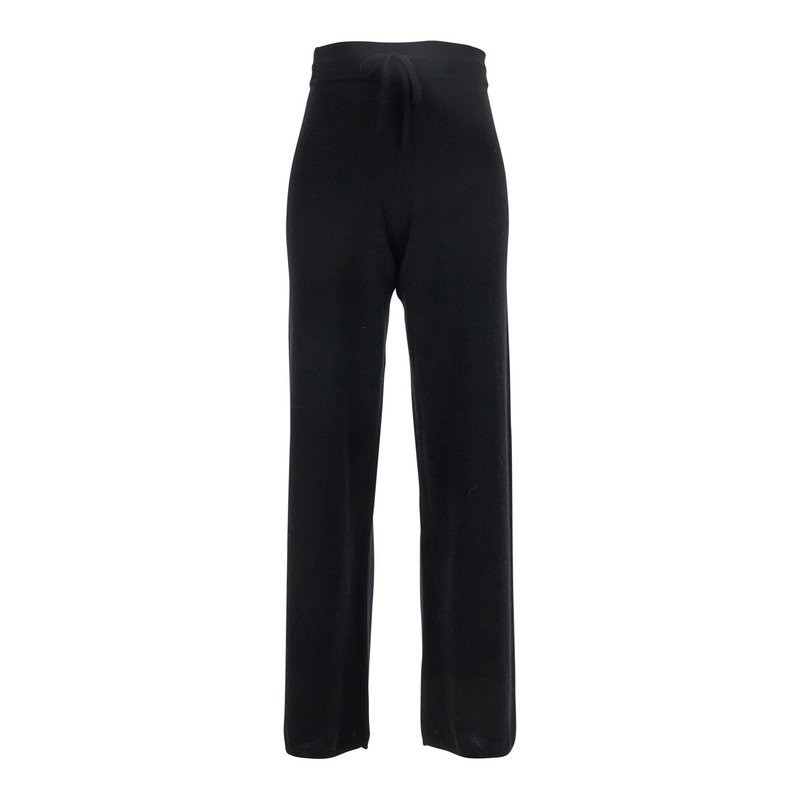 Black Pants with Drawstring Waist in Cashmere Woman
