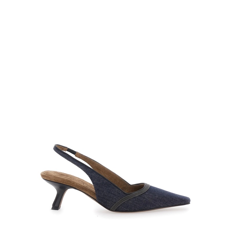 Blue Dcollet with Monile Details in Fabric Woman