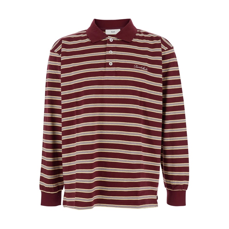 Bordeaux Sweater with All-Over Striped Motif and Front Logo in Cotton Woman