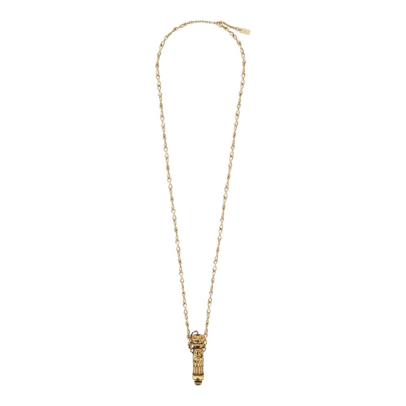 Gold Colored Chain Necklace with Pendant in Metal Woman