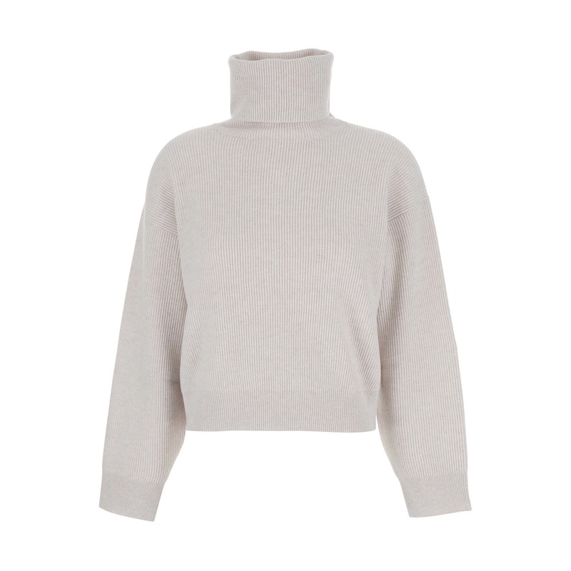 Grey Turtleneck Knit Sweater in Cashmere Woman