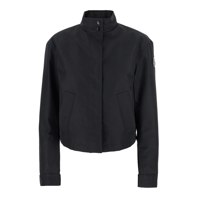 ‘Krovanh’ Black Down Jacket with High Neck and Logo Patch on the Sleeve in Tech Fabric Woman