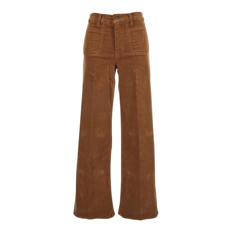 ‘Le Slim Palazzo’ Brown Jeans with Belt Loops and Wide Leg in Denim Woman