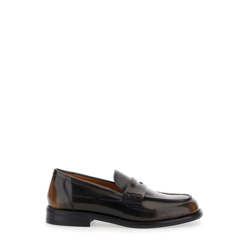 ‘Linn’ Brown Slip-On Loafers in Leather Woman