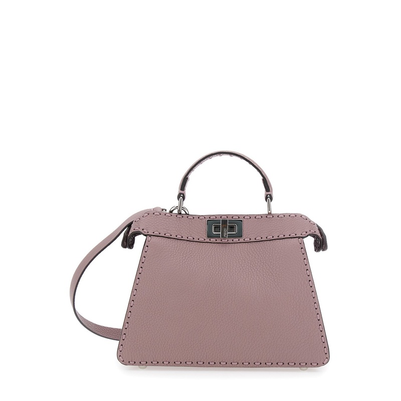 ‘Peekaboo ISeeU Small’ Pink Handbag with Shoulder Strap in Leather Woman