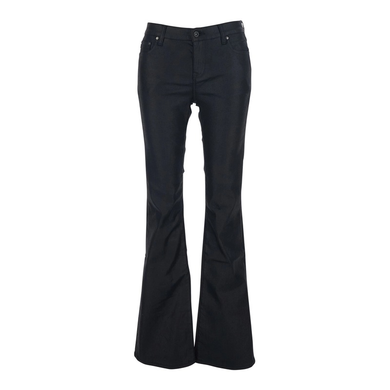 Black Jeans with Belt Loops and Flared Leg in Denim Woman