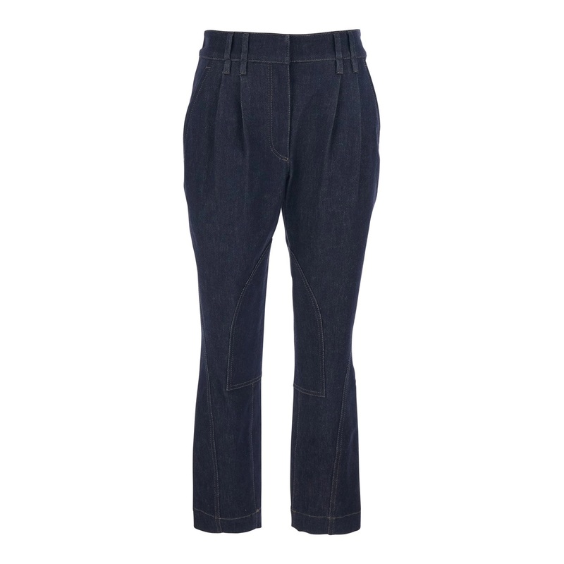 Blue Jeans with Contrast Stitching and Belt Loops in Denim Woman