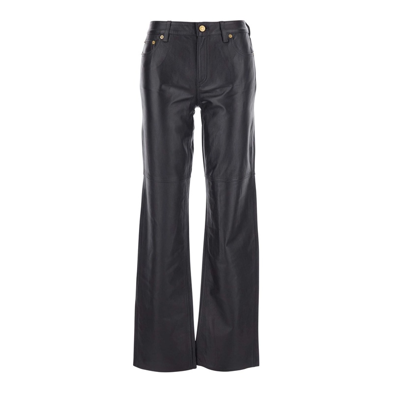 Brown Pants with Belt Loops in Leather Woman