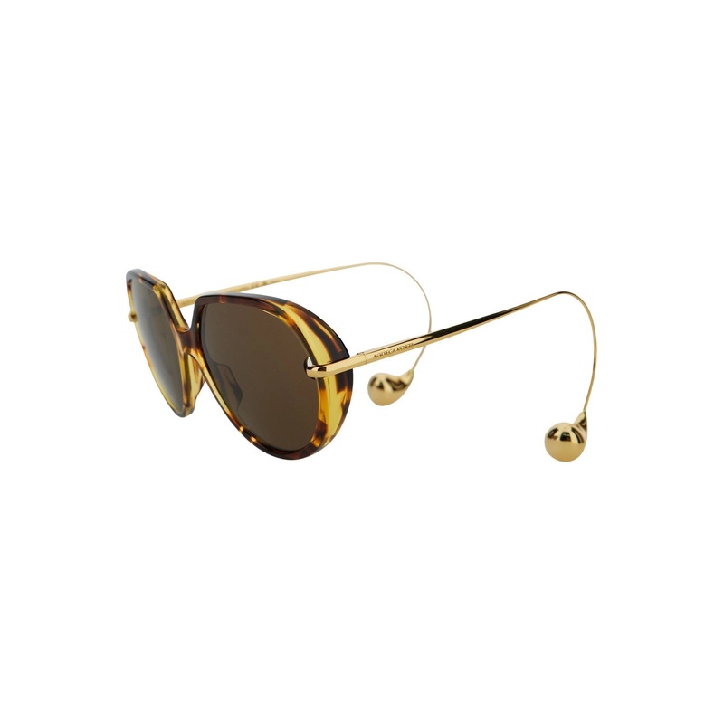Brown Squared Sunglasses with Drop Shaped Tips in Acetate Woman